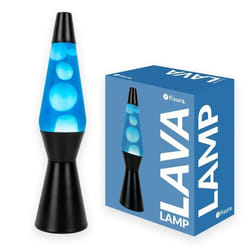 Lampe à lave - FISURA - Lampe à lave bleue - Base noire - Ampoule halogène - 40 cm