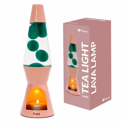 Lampe à lave - FISURA – Lampe à lave avec bougie sans électricité - Rose et vert -Cadeau original. 29 x 85 (Bougie non inclus ...