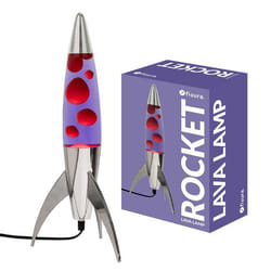 Lampe à lave - FISURA - Lampe à lave violette rocket. Liquide violette et lave rouge. Ampoule de rechange. 20 x 20 x 45 cm.