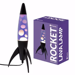 Lampe à lave - FISURA - Lampe à lave violette rocket. Liquide violette et lave blanche. Ampoule de rechange. 20 x 20 x 45 cm.