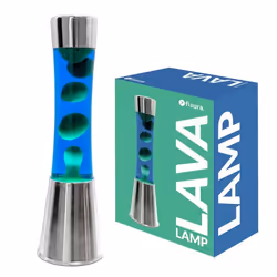 Lampe à lave - FISURA - Lampe à lave bleu - Base chromée - Ampoule de rechange - 11 x 11 x 395 cm