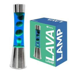 Lampe à lave - FISURA - Lampe à lave bleu - Base chromée - Ampoule de rechange - 11 x 11 x 395 cm
