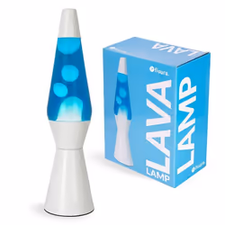 Lampe à lave - Fisura - Lampe à lave bleu. Base blanc et lave bleu. Avec ampoule de rechange. 11 x 11 x 40 cm