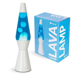 Lampe à lave - Fisura - Lampe à lave bleu. Base blanc et lave bleu. Avec ampoule de rechange. 11 x 11 x 40 cm