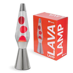 Lampe à lave - Fisura - Lampe à lave rouge. Base chromée et lave rouge. Avec ampoule de rechange. 11 x 11 x 40 cm