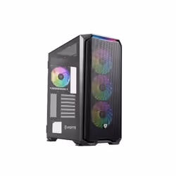 Nfortec NF-CS-KRATERX-B, Midi Tower, PC, Noir, ATX, EATX, ITX, micro ATX, Acier, Verre trempé, Multicolore