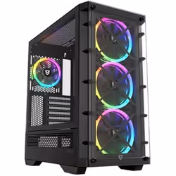 Nfortec - DRACO X Boîtier PC Gaming Mid Tower (ATX) 4x 120mm PWM ARGB Fans Included ARGB Controller Tempered Glass Front and