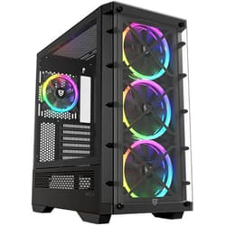 Nfortec - DRACO X Boîtier PC Gaming Mid Tower (ATX) 4x 120mm PWM ARGB Fans Included ARGB Controller Tempered Glass Front and