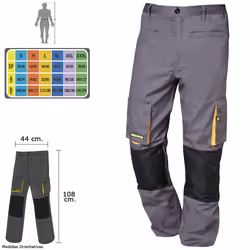 Pantalon de Travail Long Gris/Jaune Taille 46/48 l