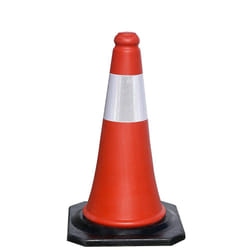 Cône de signalisation de base en caoutchouc 50 cm. réfléchissant