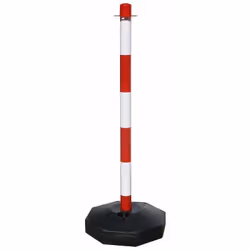 Poteau pour chaîne en plastique - Mesure : 90 cm de haut. - La base peut être remplie de sable ou d'eau. Fabriqué en polyprop ...