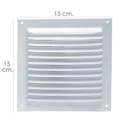 Grille de ventilation à vis 15x15 cm. Laqué Blanc