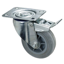 Wolfpack - Roue Industrielle Caoutchouc Gris Plaque avec Frein 80mm