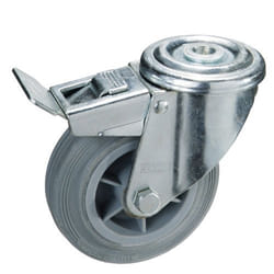 Wolfpack - Roue Industrielle Caoutchouc Grise Traversante avec Frein 80mm