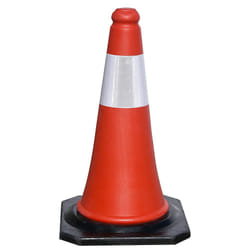 Cône de signalisation de base en caoutchouc 75 cm. réfléchissant