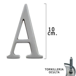 Métal Lettre a Argent Mat 10 cm. avec vis cachées (Blister 1 pièce)