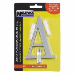 Métal Lettre a Argent Mat 10 cm. avec vis cachées (Blister 1 pièce)