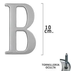 Métal Lettre b Argent Mat 10 cm. avec vis cachées (Blister 1 pièce)
