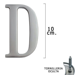 Métal Lettre d Argent Mat 10 cm. avec vis cachées (Blister 1 pièce)