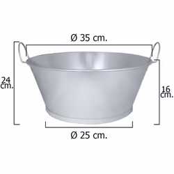 Bassine galvanisée 14" - Mesure : 35x16 cm. - Capacité : 10 litres. - Fabriquée avec un matériau d?excellente qualité. - Arti ...