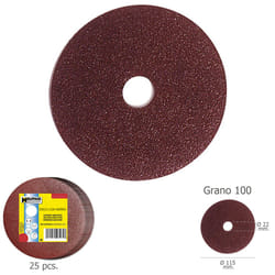 Disque de papier abrasif en fer 115x22 mm. Grain 100 (Paquet de 25 unités)