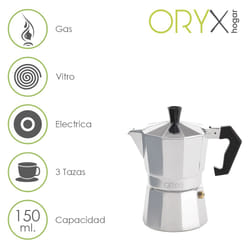 Oryx - Cafetière en aluminium 3 tasses (150 ml.) Classique