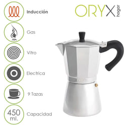 Oryx - Cafetera inducción aluminio 9 tazas (450 ml.)