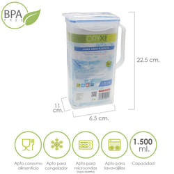 Oryx - Pichet carré en plastique 1 500 ml. 22,5x15x8 (hauteur) cm.