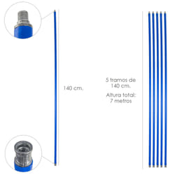 Mât ramoneur 5 sections de 140 cm. (7 mètres x ø 20 mm.)