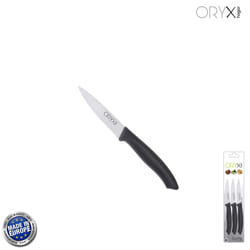 Oryx - Couteau d'office Nuuk Lame en acier inoxydable 9 cm. Noir (Blister 3 Pièces)