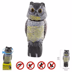 Description générale Le hibou répulsif est un dispositif efficace pour éloigner divers oiseaux, notamment les corbeaux, pigeo ...