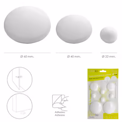 Oryx - Butées Adhésives pour Murs/Portes/Fenêtres/Meubles 2 x ø 60 mm./2 x 40 mm./4x22mm. (Blister 8 pièces)