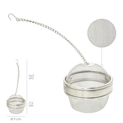 Boule Maille Pour Épices/Thé/Légumineuses Inox Ø 9 cm. avec chaîne