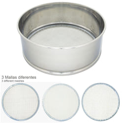 Tamis à farine Inox Ø 20 cm. Avec 3 mailles interchangeables