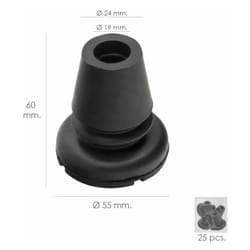 Wolfpack - Tube de queue de canne en caoutchouc noir ø 19 mm./Socle ø 55 mm. Sac à soufflet 25 unités