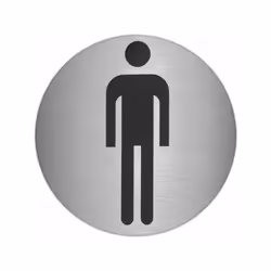 Plaque Adhésive Salle de Bain "Homme" Acier Inoxydable - Mesure : Ø 7 cm. - Montage sans outils, autocollant. - Adhère à la p ...