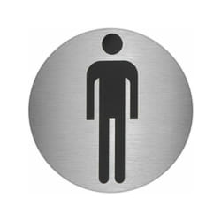 Plaque Adhésive Salle de Bain 'Homme' Acier Inoxydable ø 7 cm.