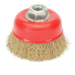 Brosse boisseau en acier laitonné, ø 120 mm. Filetage M14/fil ø 0,30 mm.