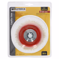 Brosse boisseau en acier laitonné, ø 120 mm. Filetage M14/fil ø 0,30 mm.