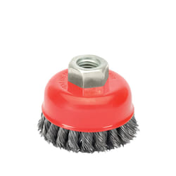 Brosse coupe en acier tressé ø 75 mm. Filetage M14/fil ø 0,50 mm.