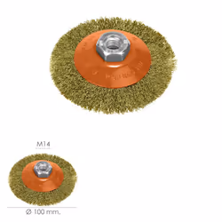 Brosse Oblique Acier Laiton Ø 100 mm. Filetage M14/fil Ø 0,30 mm.