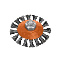 Brosse en acier tressé oblique ø 100 mm. x 10 mm. Filetage M14/fil ø 0,30 mm.