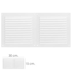 Grille d'aération double à visser 30x15 cm. Blanc