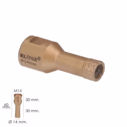 Wolfpack - Couronne diamantée M14 ø 14 mm. coupe à sec