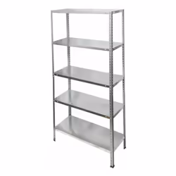 Module d'étagère galvanisé - Mesure : 150x75x30 cm. - 5 étagères (éloignées) réglables en sections de 25 mm. Poids maximum su ...