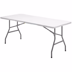 Mesa Plegable Rectangular - Medida: 180x74x74 cm. - Tablero fabricado en HDPE (Polietilino de Alta Densidad), material muy re ...