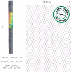 Enrejado triple torsion uso domestico. - Medidas: > Tamaño de luces/agujero: 50 mm. > Altura: 100 cm. > Rollo de 10 metros li ...