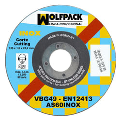 Disque de coupe abrasif en acier inoxydable 125x1,0x22,2 mm.