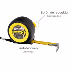 Wolfpack - Flexomètre Autolock Avec Frein Automatique 3 Mètres Ruban 16 mm. Magnétique