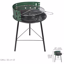 Barbecue rond Papillon Facil 40 cm. - Structure en acier émaillé avec protection contre le vent. - Grille en acier chromé rég ...